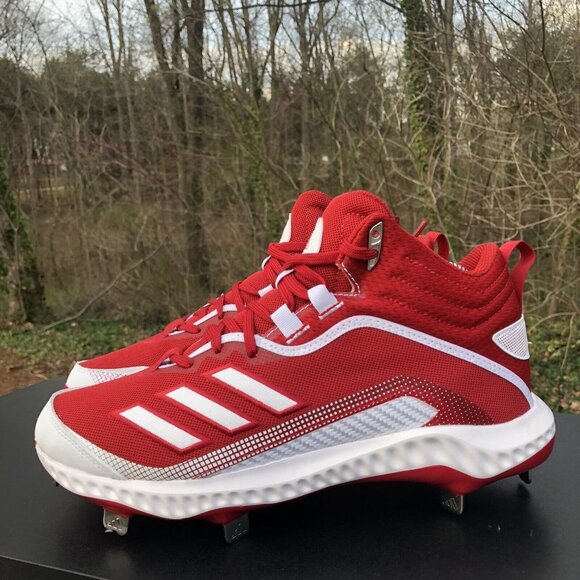 Adidas Icon 6‎ Bounce Mid Baseball Metal Cleats Red White FV9356 Men's Size 8. - Picture 5 of 11